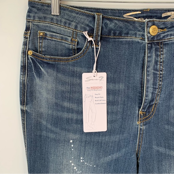 NWT SIZE 14 SEVEN7 WEEKEND EAST FIT BOYFRIEND MEDIUM BLUE BOYISH JEAN - Picture 3 of 16